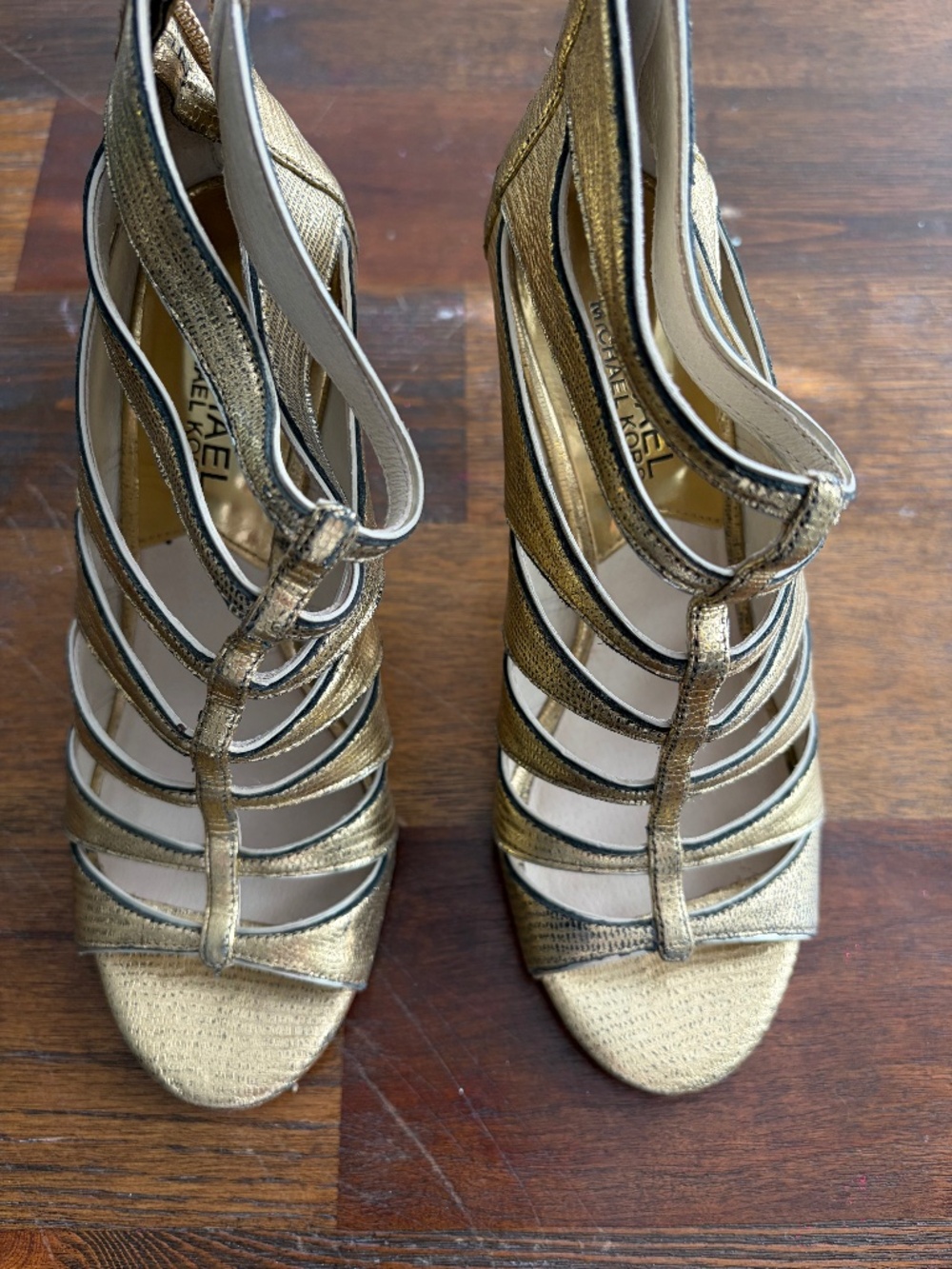 Like New ✨ Michael Kors Gold Strappy Stiletto Heel Sandals - Size 6